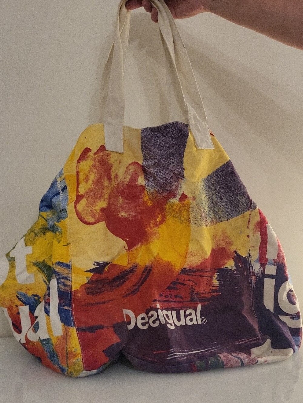 Desigual Multicolor Canvas Tote - Cream Handles - Picture 2 of 3